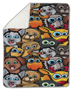 Blanket, Animal pattern with dogs, cat, deer and giraffe